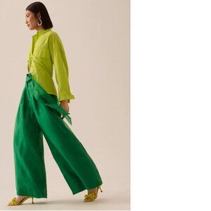 Eva Franco Belted Wide-Leg Pants new size 2 green color